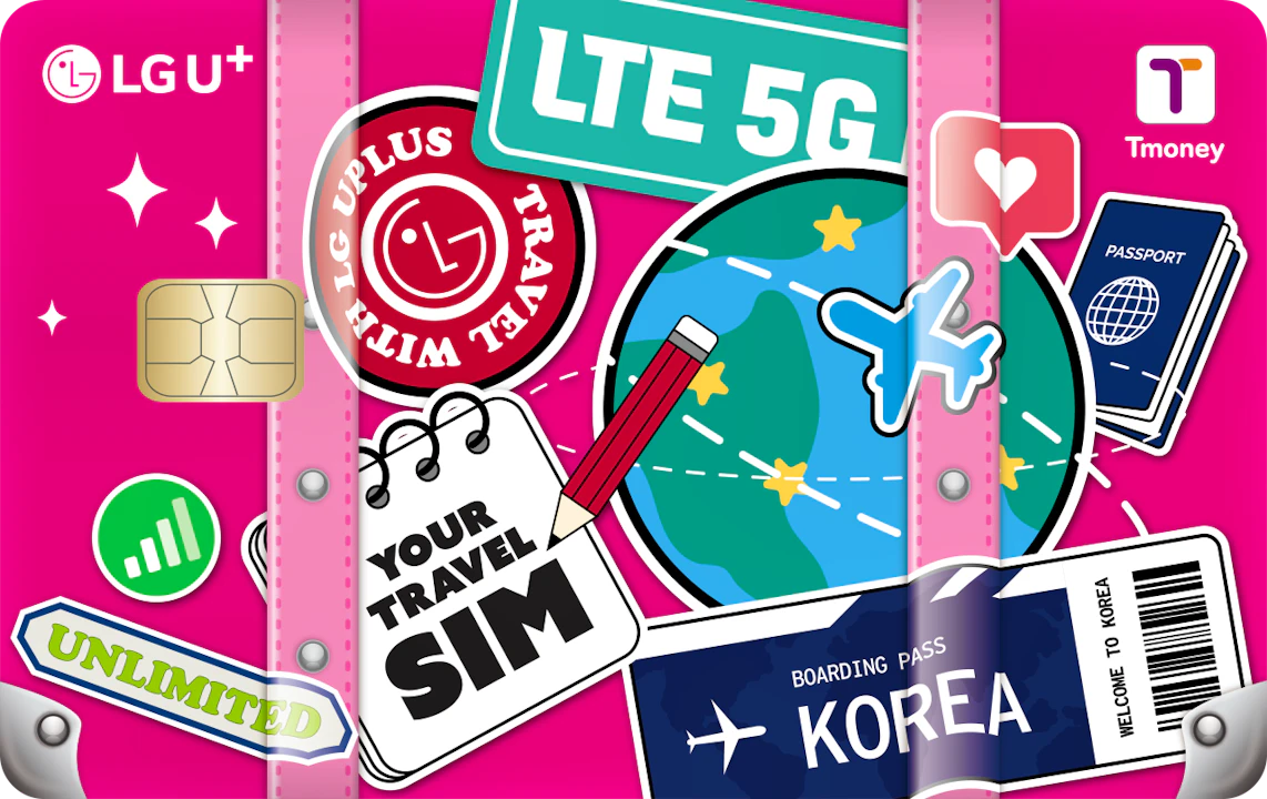 Korea Unlimited 4G Data SIM & T-Money Transportation Card